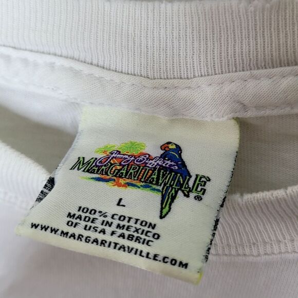 Y2K Jimmy Buffett's Margaritaville White Short Sleeve Tee Shirt Size Large - Picture 7 of 11